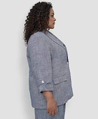 Dkny Plus Size One-Button Roll-Tab-Sleeve Jacket