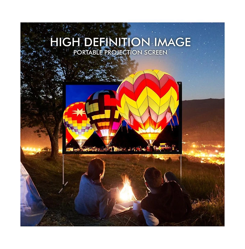 Pyle 80" Portable Outdoor Projection Screen – Lightweight Frame Stand, Hd 16:9 Display