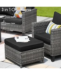Xizzi 5 Piece Patio Furniture, Outdoor Furniture Sets, Modern Wicker Sectional and 2 Pillows, All Weather Garden Sofa, Backyard,