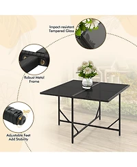 Gymax 9 Piece Patio Outdoor Conversation Set Dining Furniture Set w/ Seat Cushions