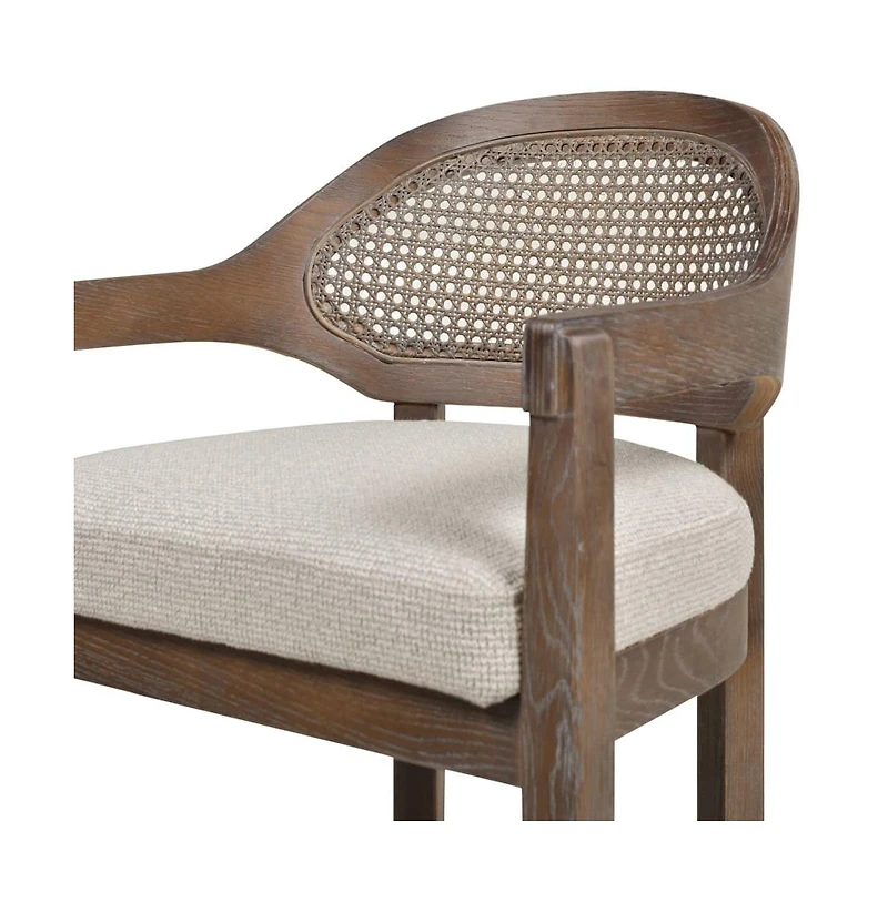 Mid-Century Modern 26" Counter Stool, Cane Back Kitchen Island Chair with Solid Oak Frame, 1 Pk -The Pop Home