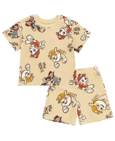 Paw Patrol Little Boys Waffle Knit T-Shirt and Shorts Outfit Set