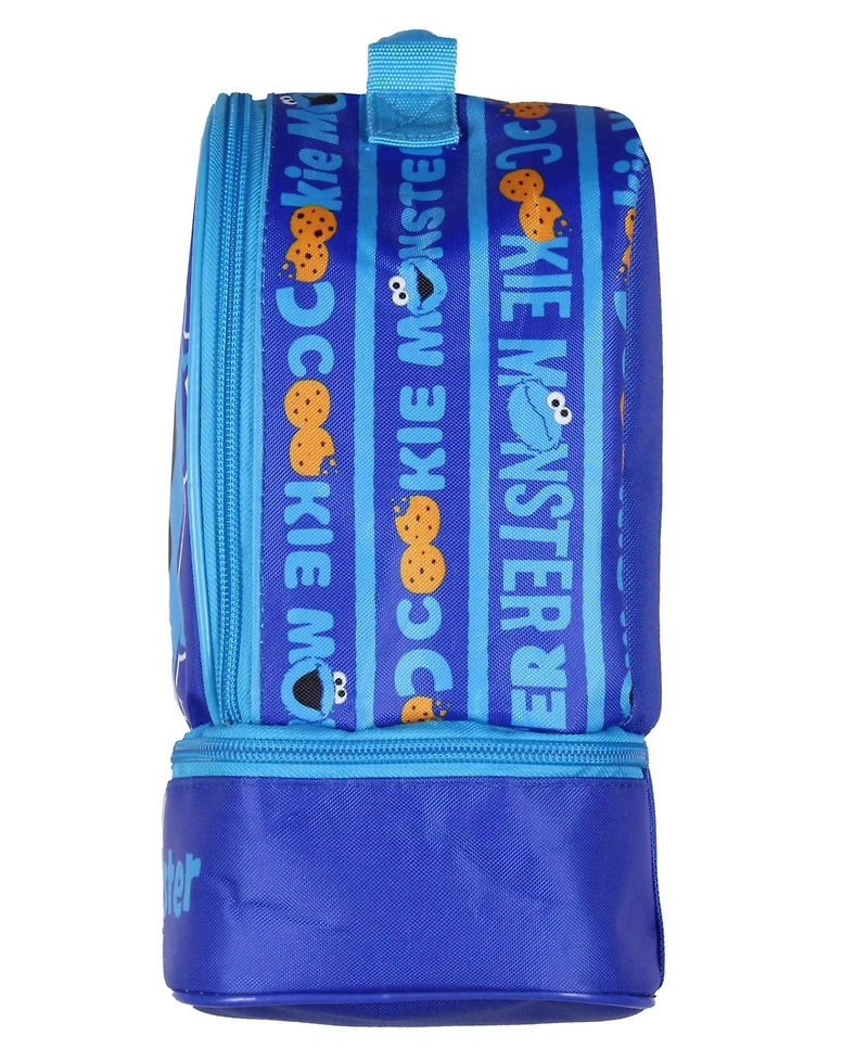 Sesame Street Cookie Monster Dual-Compartment Insulated Lunch Box Bag Tote