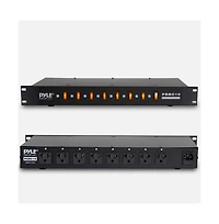 Pyle 8 Outlet Rack Mount Power Supply Center with Individual Outlet Switches