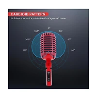 Pyle Classic Retro Dynamic Vocal Microphone – Vintage Style with 16' Xlr Cable (Red)