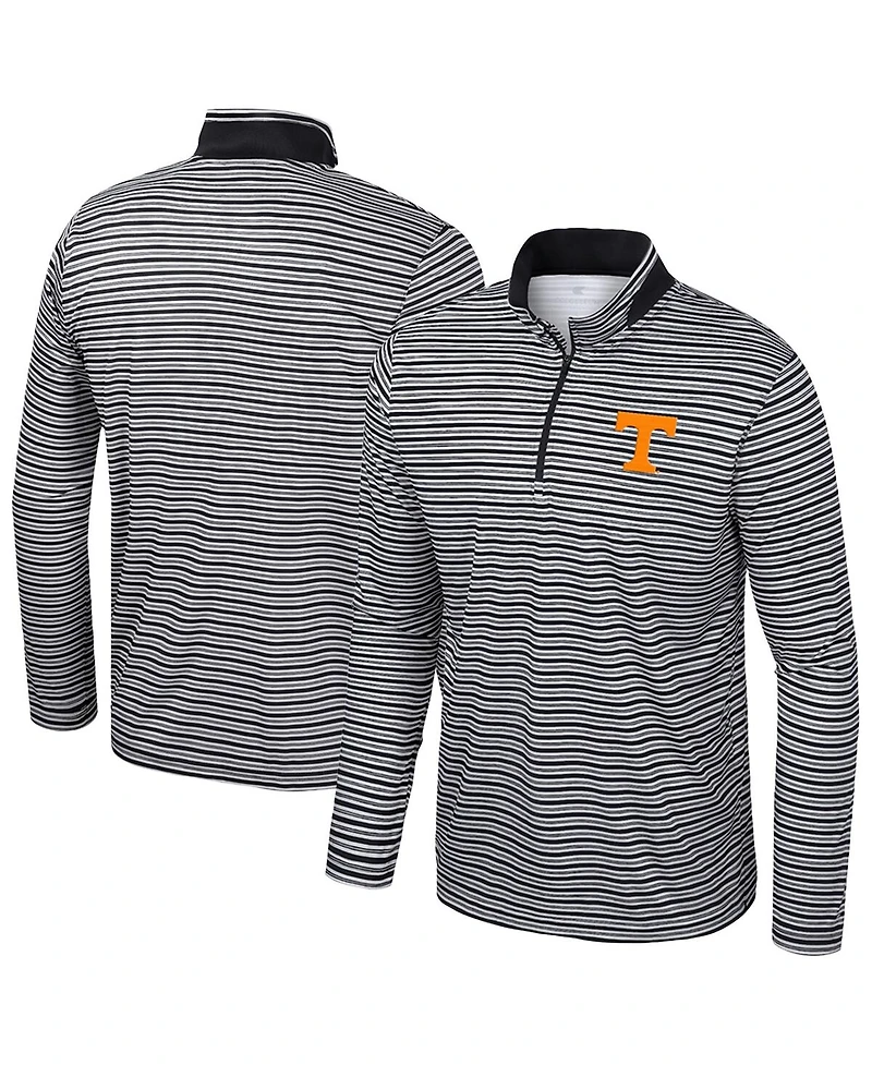 Colosseum Men's Black Tennessee Volunteers Striped Quarter-Zip Sweatshirt