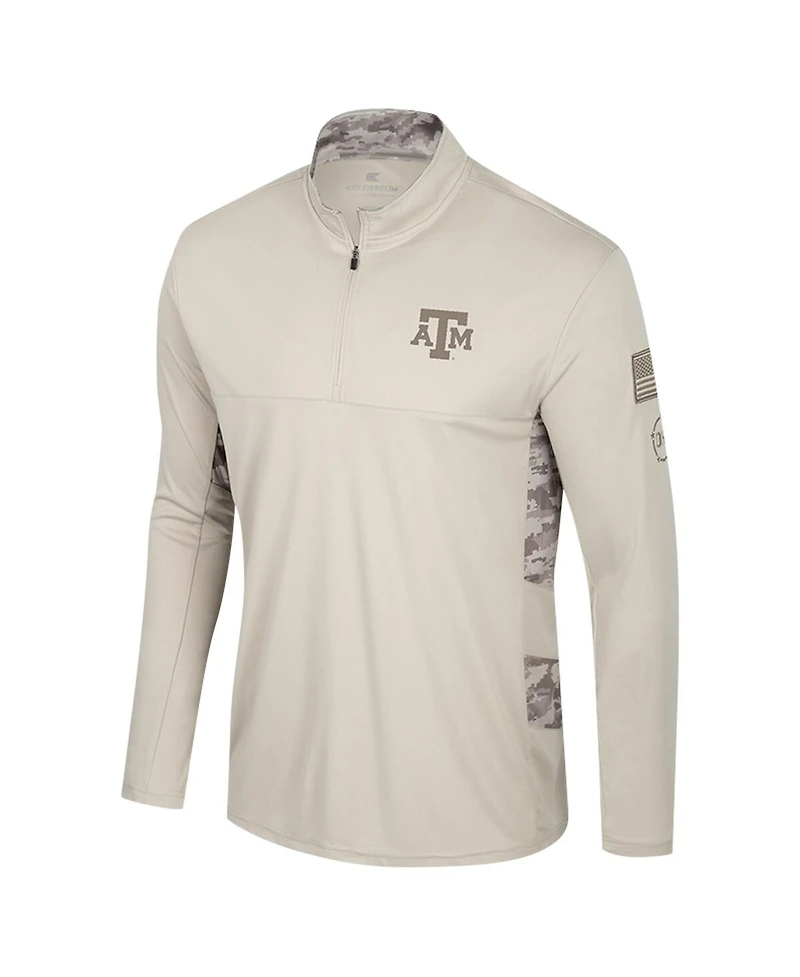 Colosseum Men's Natural Texas A&M Aggies Oht Military Appreciation Quarter-Zip Jacket