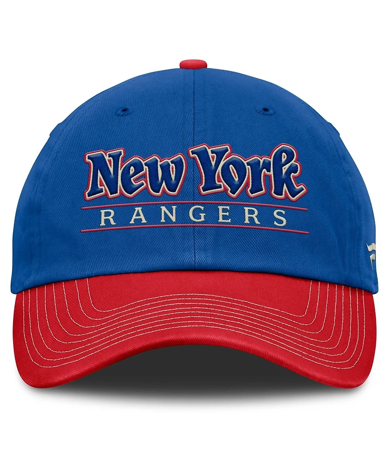 Fanatics Men's Blue/Red New York Rangers Heritage Home Ice Two-Tone Adjustable Hat