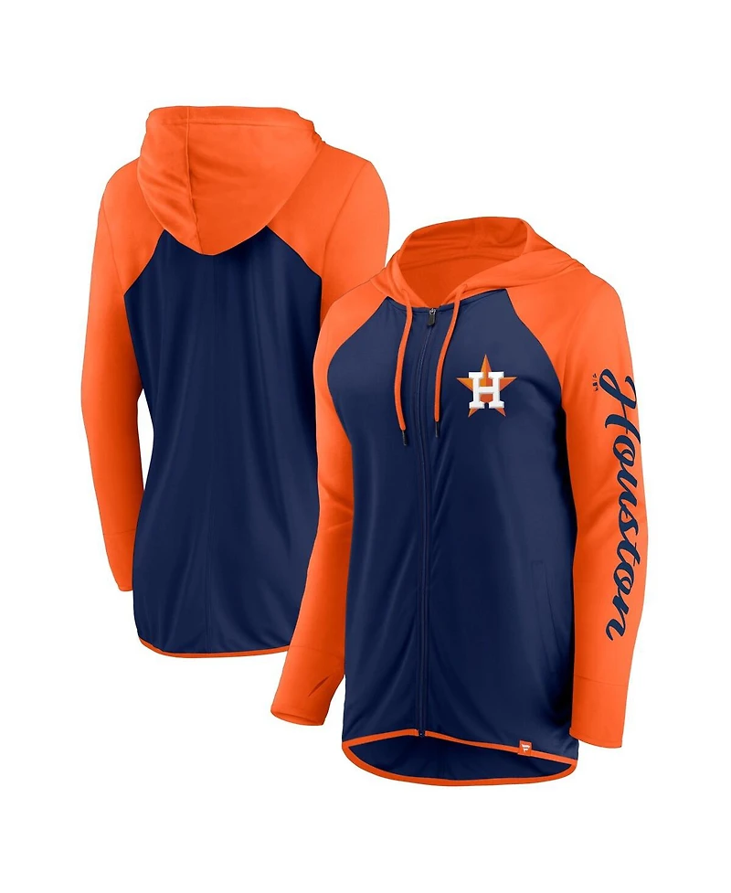 Fanatics Women's Navy/Orange Houston Astros Script Sleeve Full-Zip Hoodie