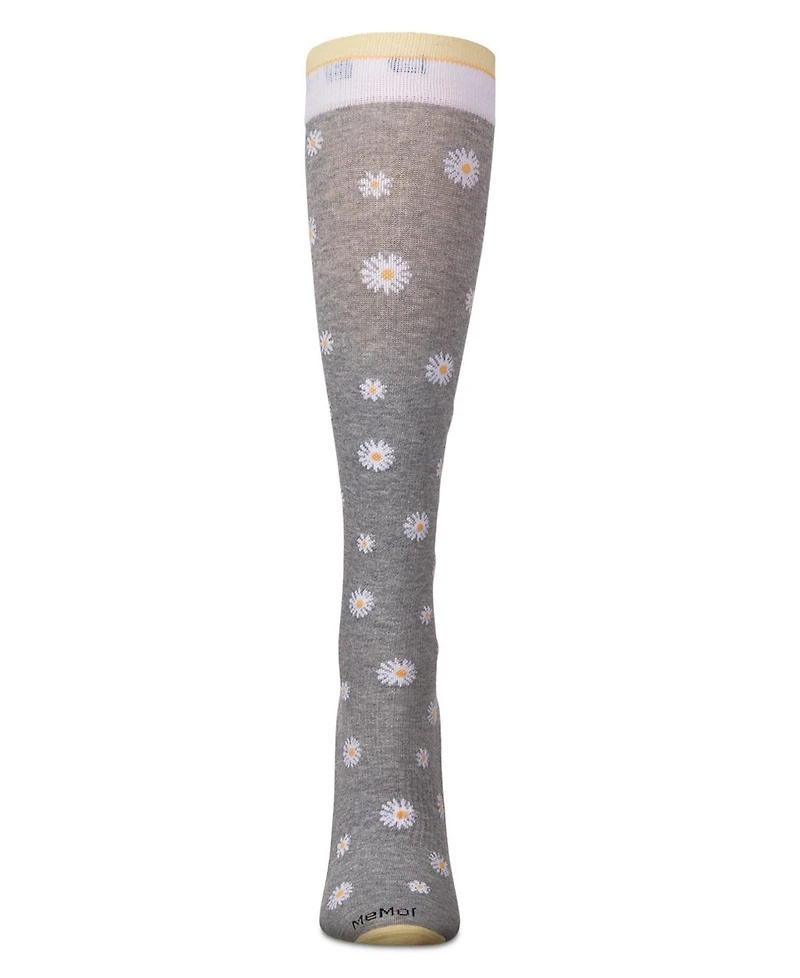MeMoi Women's Daisies Cotton Blend 15-20 mmHg Graduated Compression Socks UOY08999