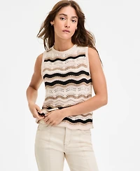 Democracy Women's Wavy Stripe Cotton Sweater Tank Top