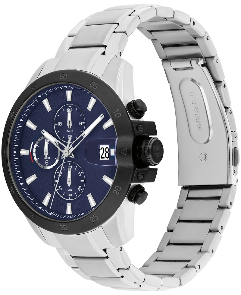 Tommy Hilfiger Men's Multifunction Silver-Tone Stainless Steel Bracelet Watch, 43mm