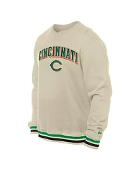 New Era Men's Cream Cincinnati Reds St. Patrick's Day Twill Pullover Sweatshirt