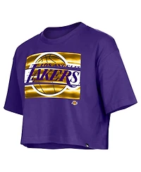 New Era Women's Purple Los Angeles Lakers Oversized Boxy Crop T-Shirt