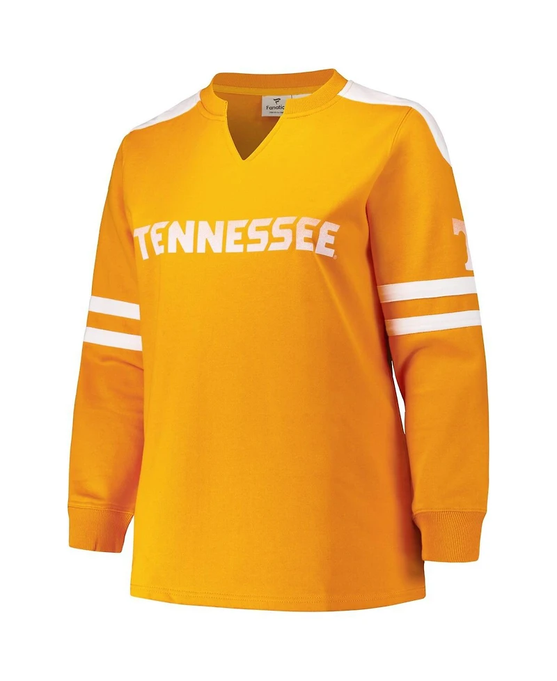 Fanatics Women's Tennessee Orange Volunteers Plus Contrast Sleeve Fleece Pullover Sweatshirt