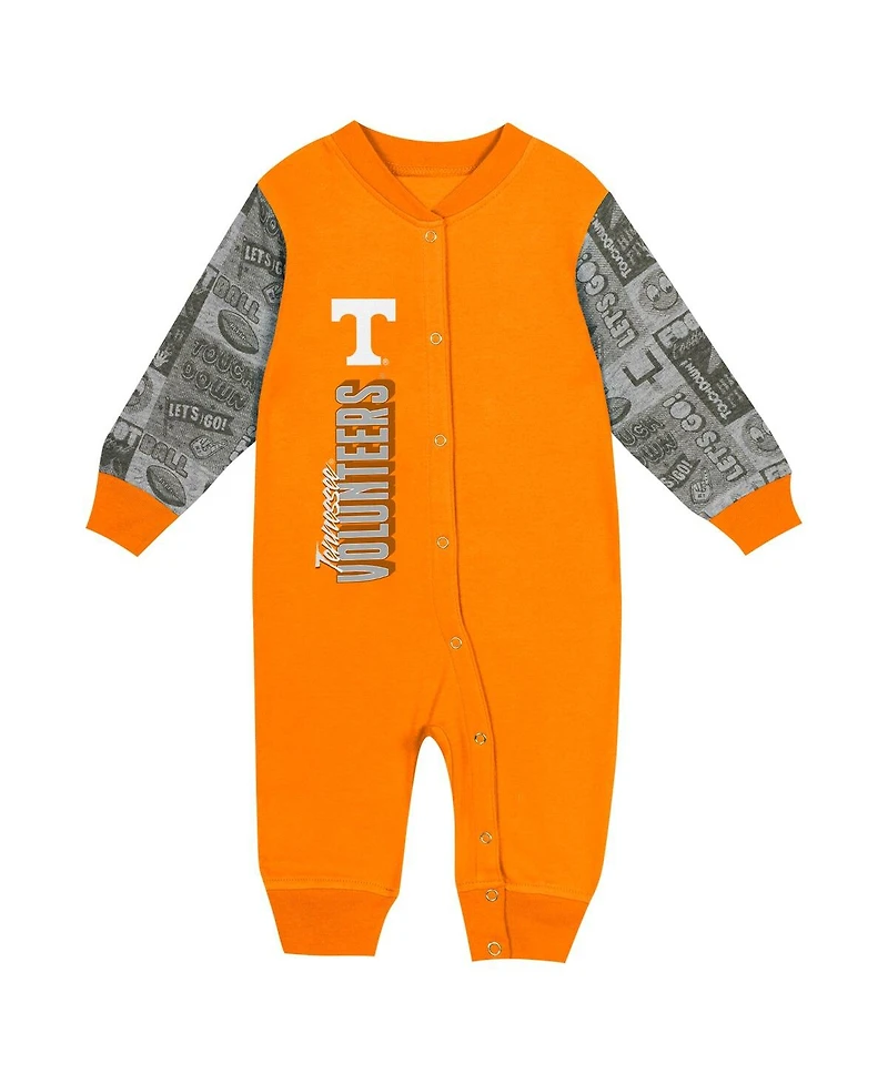 Outerstuff Baby Boys and Girls Tennessee Orange Volunteers Playbook Color Block Long Sleeve Coveralls