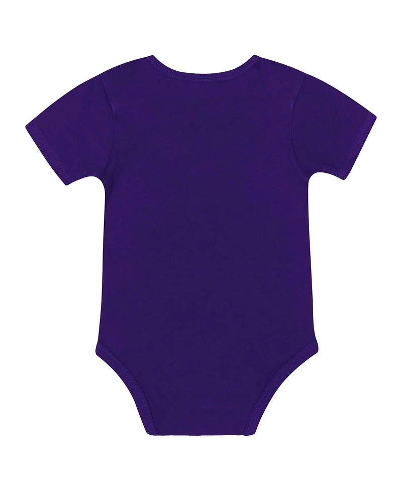 Outerstuff Baby Boys and Girls Lsu Tigers Dynamic Duo Bodysuit, Bib Cuffed Knit Hat Set