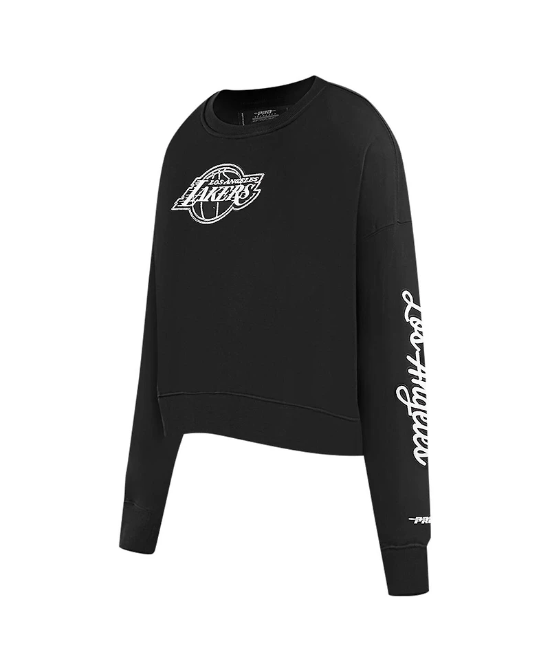 Pro Standard Women's Black Los Angeles Lakers Paint The City Cropped Pullover Sweatshirt