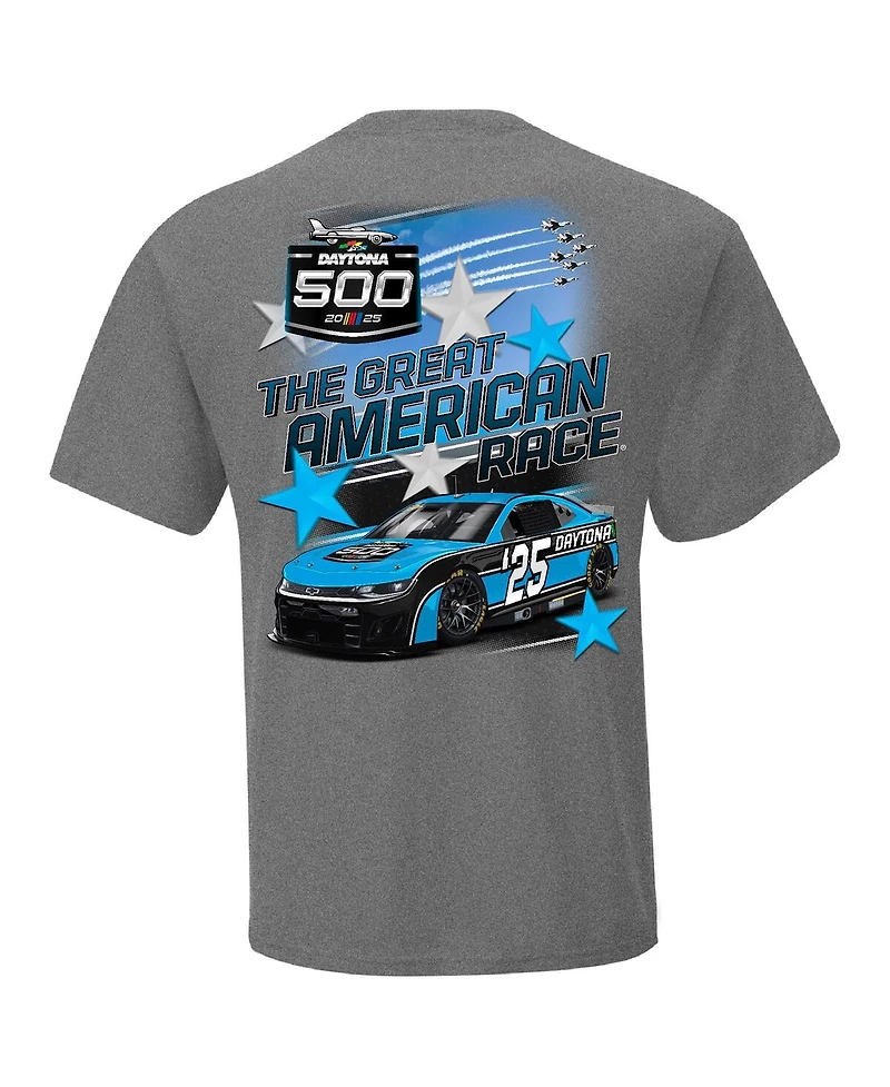 Checkered Flag Sports Men's Heather Charcoal Daytona International Speedway 2025 500 Graphic T-Shirt