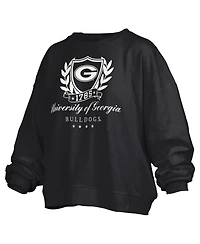 Pressbox Women's Black Georgia Bulldogs Big Aug Script Janice Oversized Pullover Sweatshirt