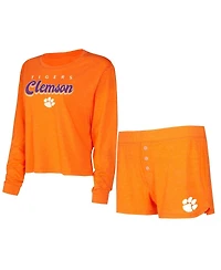 Concepts Sport Women's Orange Clemson Tigers Team Color Long Sleeve T-Shirt and Shorts Set