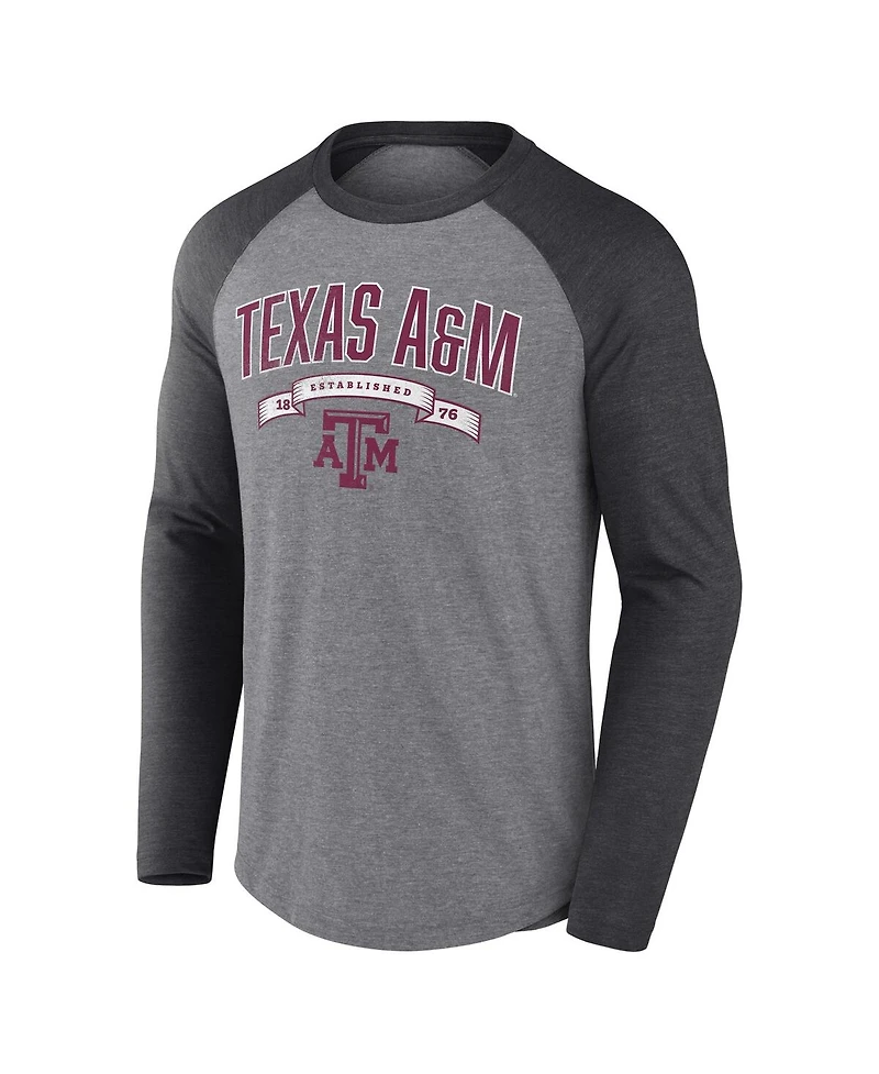 Fanatics Men's Gray Texas A M Aggies Banner Year Tri-Blend Raglan Long Sleeve T-Shirt