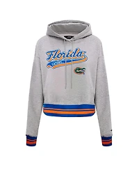 Pro Standard Women's Heather Gray Florida Gators Script Tail Fleece Cropped Pullover Hoodie