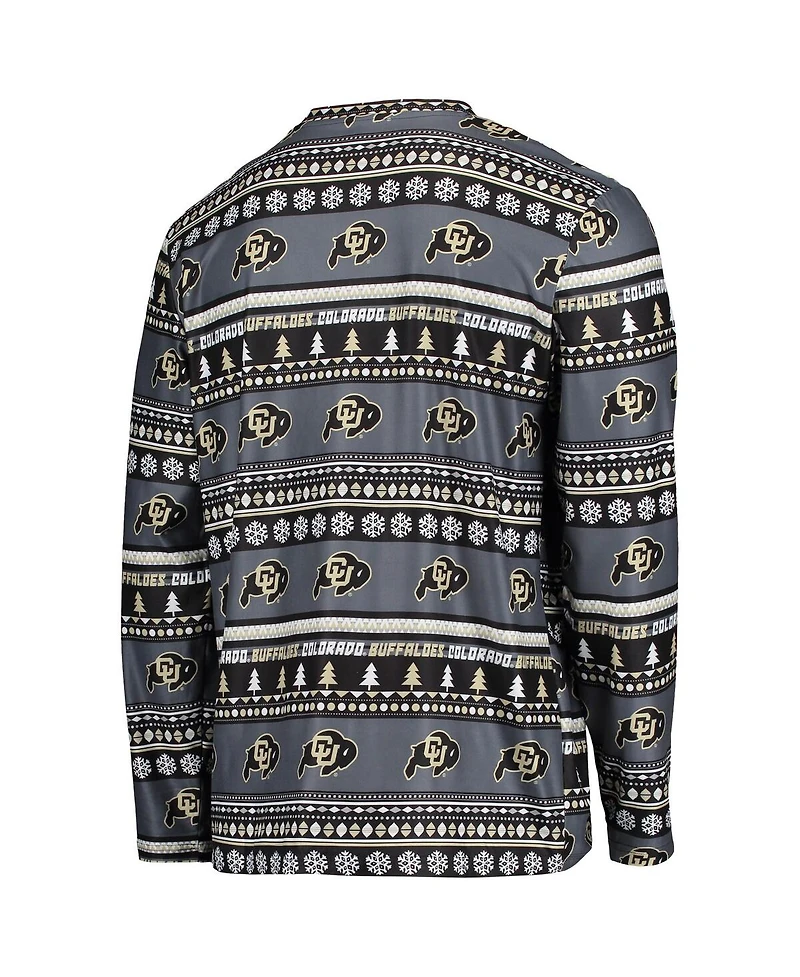 Concepts Sport Men's Black Colorado Buffaloes Ugly Sweater Long Sleeve T-Shirt and Pants Sleep Set