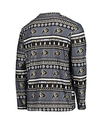Concepts Sport Men's Black Colorado Buffaloes Ugly Sweater Long Sleeve T-Shirt and Pants Sleep Set