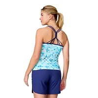 Free Country Women's Macrame Back Tankini Top
