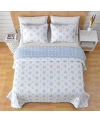 Linery & Co. Intricate French Floral Design Microfiber Quilt Set With Shams