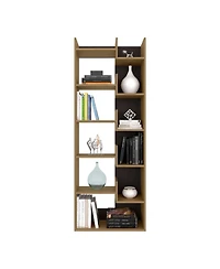 Hoodsport Bookcase, 11 Shelves, Natural Oak / Black Wengue
