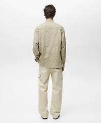 Mango Men's Wrinkled-Effect Crew Neck Shirt