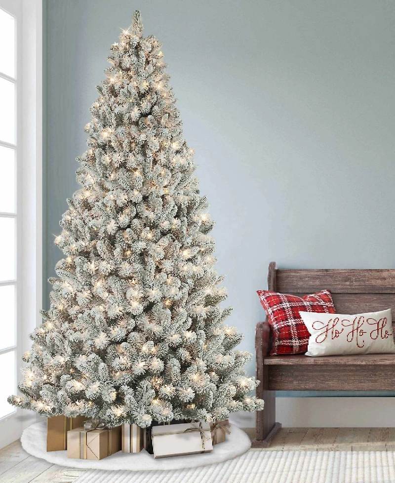 Puleo 7.5FT Flocked Vancouver Pine Artificial Christmas Tree