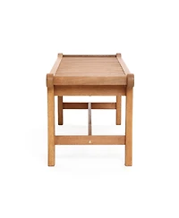 LuxenHome Natural Solid Wood 47.2-Inch Long Rectangle Outdoor Bench