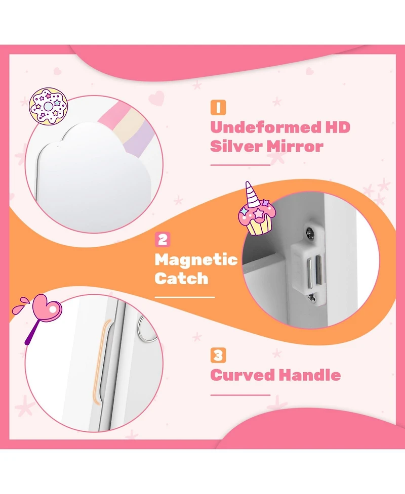 Kids Jewelry Armoire Cabinet with Storage and 2 Tilt Angles