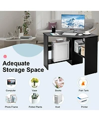 Corner Computer Desk Triangle Writing Workstation with Storage Shelf