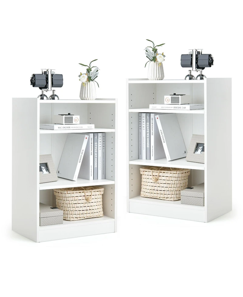 3-Tier Bookcase Open Display Rack Cabinet with Adjustable Shelves