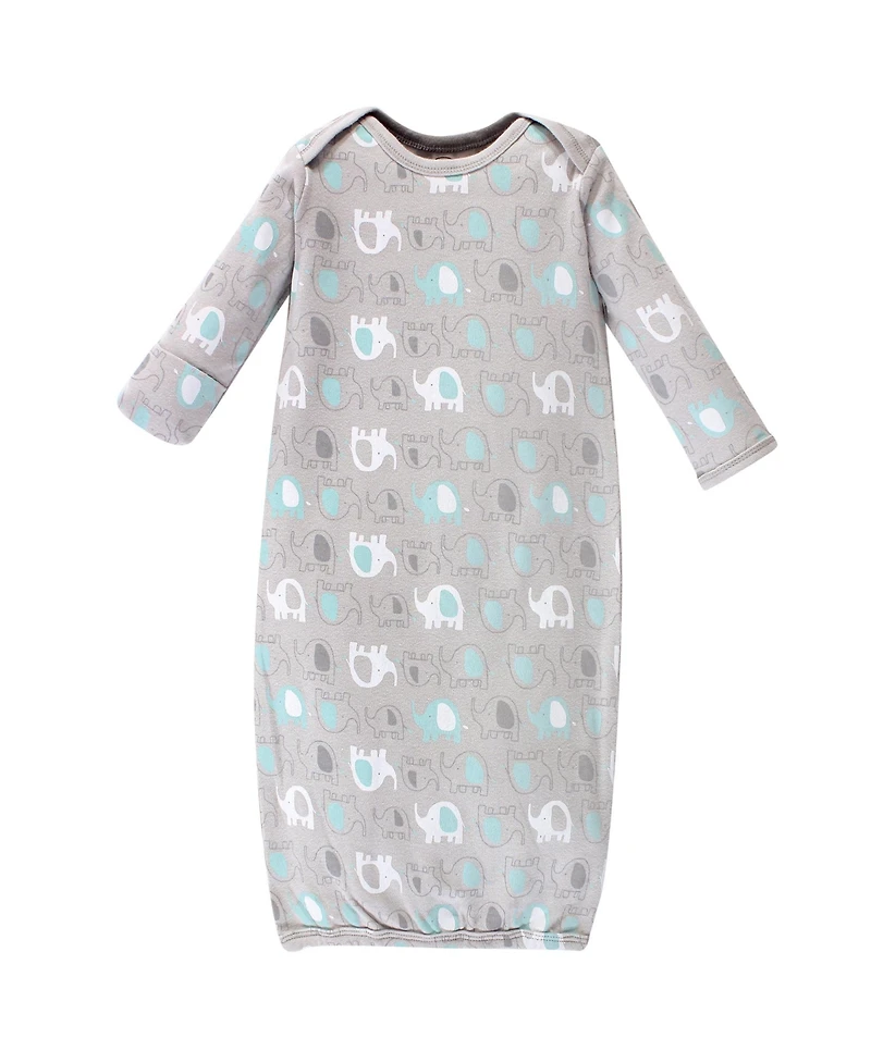 Luvable Friends Baby Boys Unisex Ultra-Soft Interlock Fabric 4-Pack Gowns