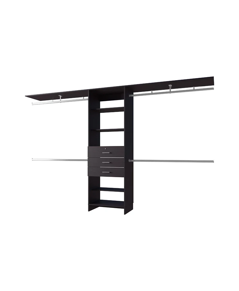 Geek Modular Closet Organizer System with Hanging Rods, Shelves, and Drawers