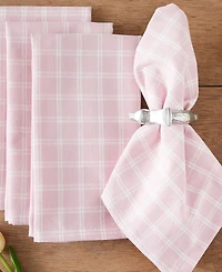 Design Imports Lilac Windowpane Plaid Cotton Napkins, Set of 4