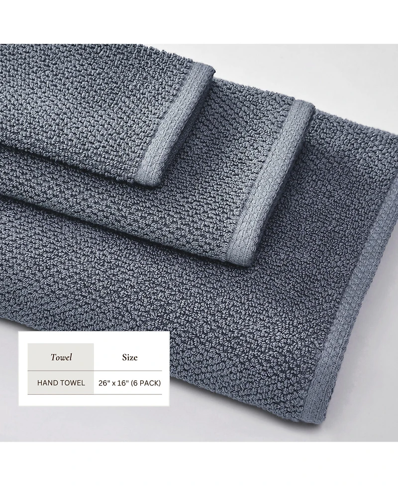 Linery & Co. Cotton Textured 6-Piece Hand Towel Set