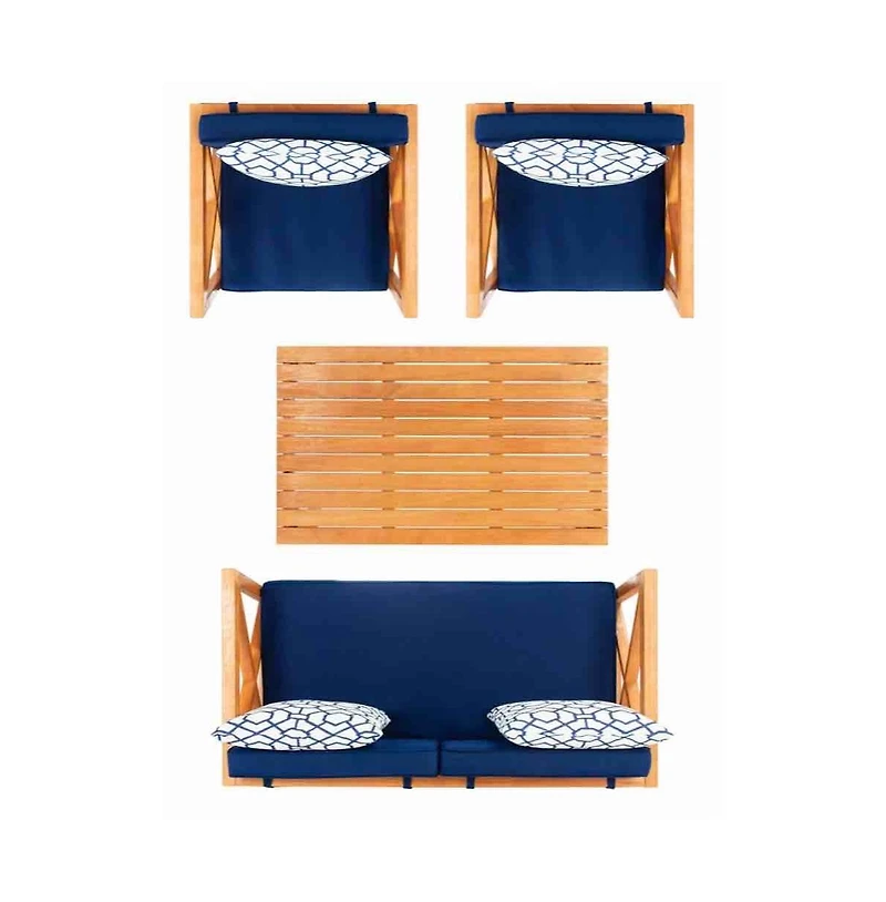 Nunzio 4 Pc Outdoor Set With Accent Pillows