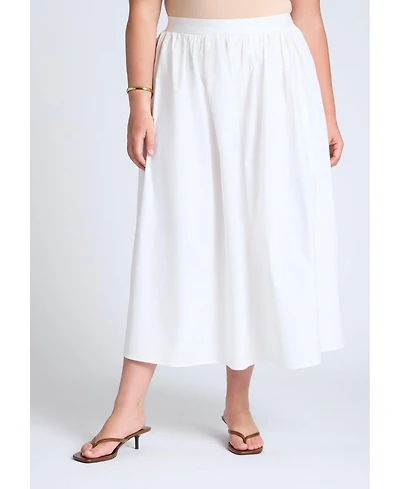 Eloquii Women's Elements Midi Poplin Skirt