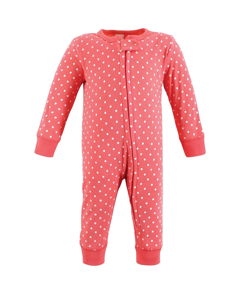 Hudson Baby Girls Cotton Snap Sleep and Play 2pk, Modern Pink Safari, 0-3 Months