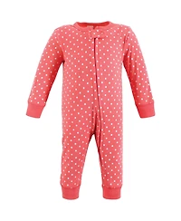 Hudson Baby Girls Cotton Snap Sleep and Play 2pk, Modern Pink Safari, 0-3 Months