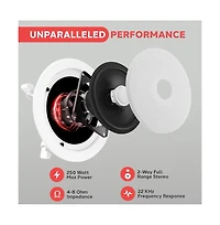 Pyle PDIC60 6.5" In-Wall/In-Ceiling 2-Way Stereo Speakers - Flush Mount, White, Pair