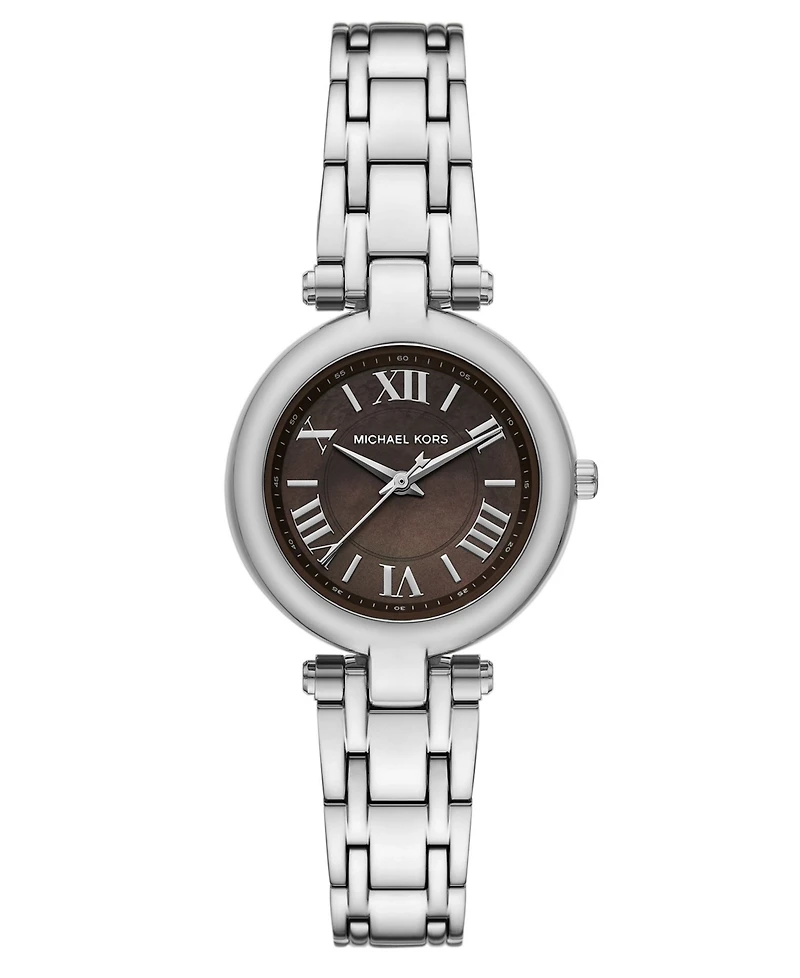 Michael Kors Women's Laney Three-Hand Silver-Tone Stainless Steel Watch, 30mm