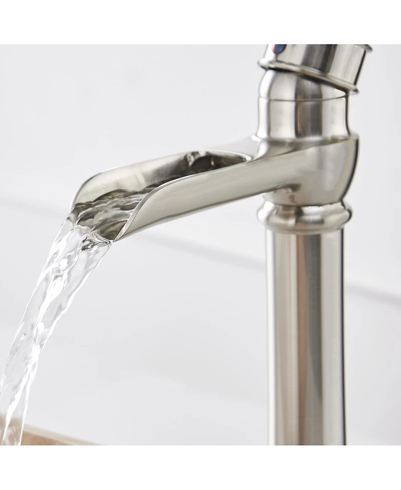 Waterfall Single Hole Single-Handle Vessel Bathroom Faucet