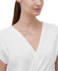 Diamond Butterfly Open Heart Pendant Necklace (1/10 ct. t.w.) in 14k Gold-Plated Sterling Silver, 16" + 2" extender